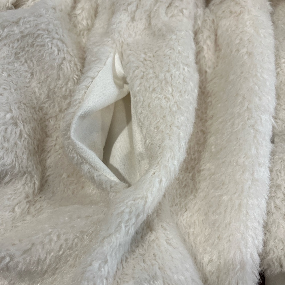 Maeve Anthropologie cinch waist snap front white faux fur jacket small - Picture 7 of 11